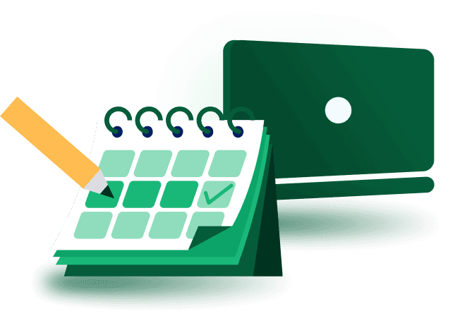 monitor and calendar with pen