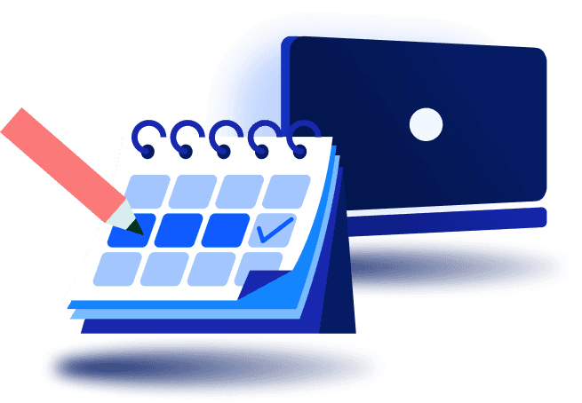 monitor and calendar with pen