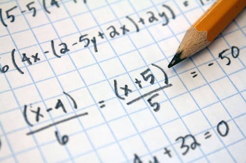 Algebraic functions written with a pencil on a piece of paper