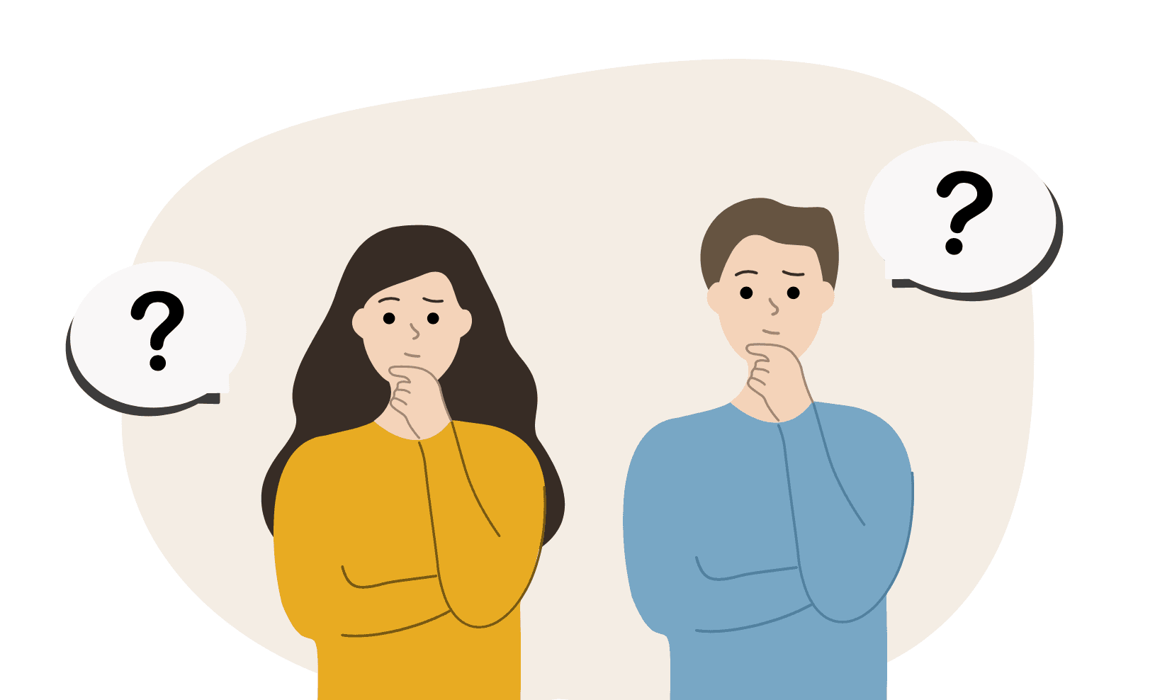 Confused man and women