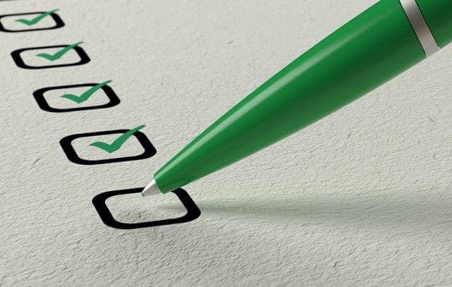Checkboxes being checked with green pen