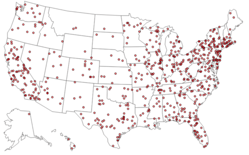 Test centers in the United States of America